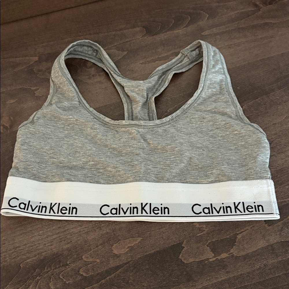 Calvin Klein Heather Gray & Black Racerback Bra